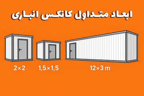 ابعاد متداول کانکس انباری در مدل‌های مختلف