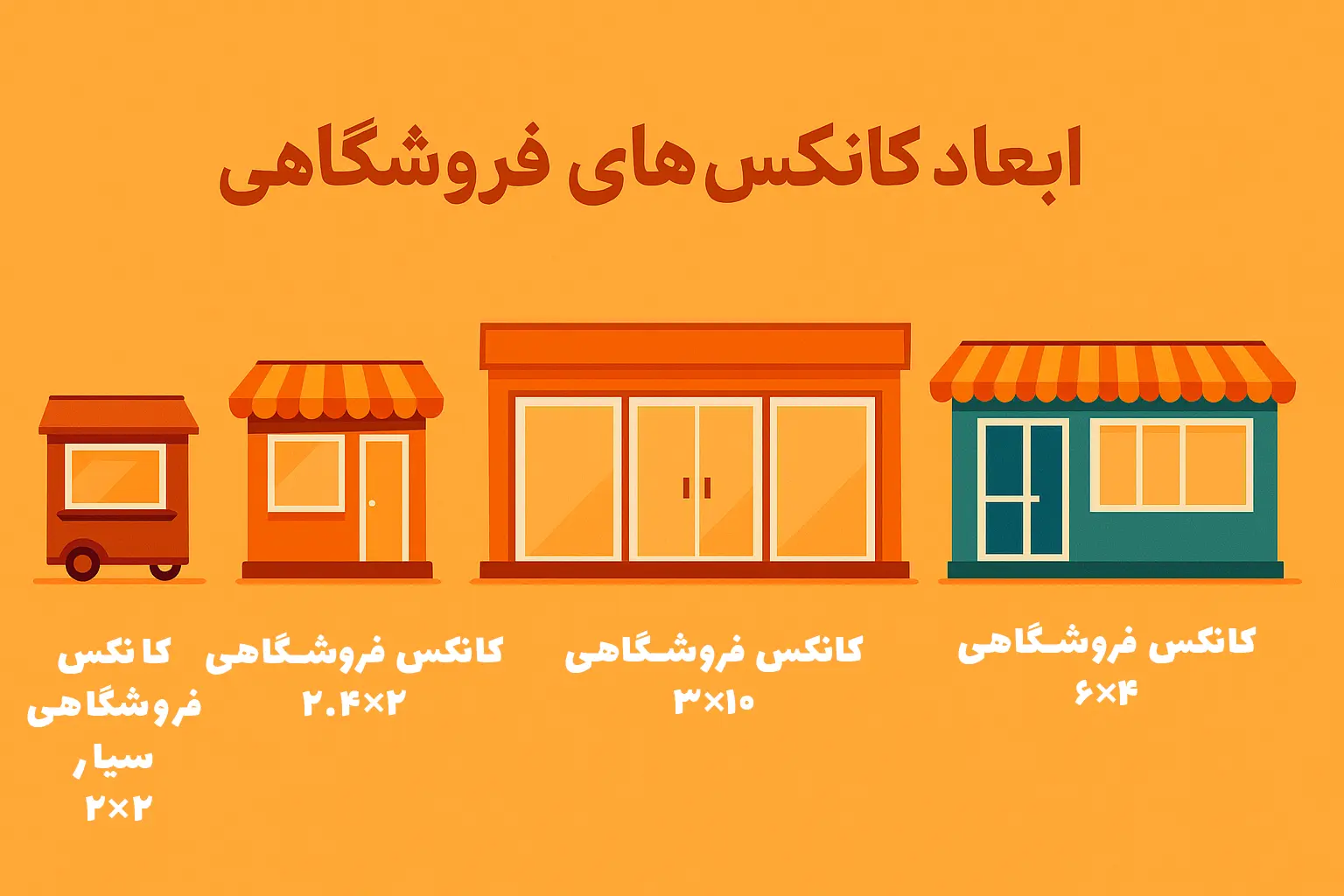 ابعاد استاندارد و سفارشی کانکس‌های فروشگاهی کانکس بارون